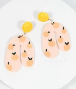 Mavin Design Co Pink & Citrus Drop Earrings