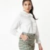 Compania Fantastica Vintage Style White Ruffle Blouse Sale