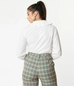 Compania Fantastica Vintage Style White Ruffle Blouse Sale