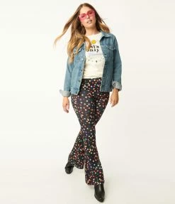 Compania Fantastica Sale Black & Multicolor Polka Dot Flare Pants