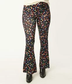 Compania Fantastica Sale Black & Multicolor Polka Dot Flare Pants