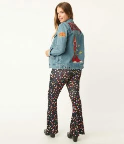 Compania Fantastica Sale Black & Multicolor Polka Dot Flare Pants