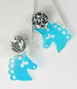 Faire (Sleepy Mountain) Jewelry Iridescent Unicorn Drop Earrings