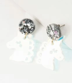 Faire (Sleepy Mountain) Jewelry Iridescent Unicorn Drop Earrings