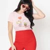 Peanuts X Unique Vintage Heart Balloons Womens Graphic Tee Fan Flair