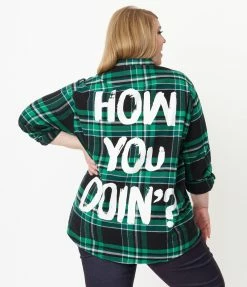 Fan Flair Cakeworthy Green Plaid Friends Joey Flannel