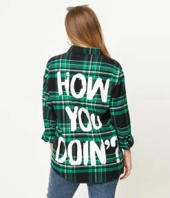 Fan Flair Cakeworthy Green Plaid Friends Joey Flannel