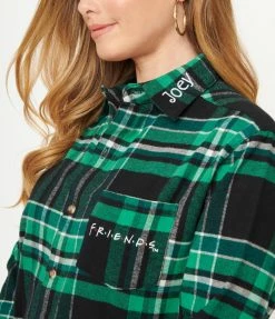 Fan Flair Cakeworthy Green Plaid Friends Joey Flannel