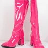 Pleaser Hot Pink Patent Leatherette Knee High Go Go Boots