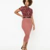 Unique Vintage Rose Knit Cyd Midi Pencil Skirt Sale