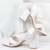 December Shoes White Crocodile Embossed Leatherette Heel Sandals