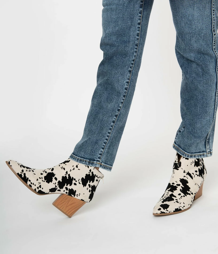Shoe La La Cow Print Suede Heel Booties