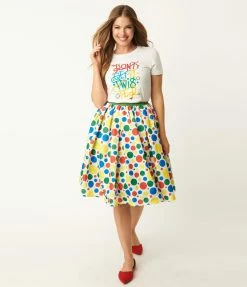 Hasbro Gaming X Unique Vintage Twister Polka Dot Print Swing Skirt Fan Flair