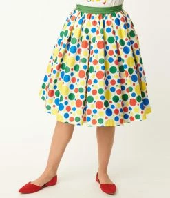 Hasbro Gaming X Unique Vintage Twister Polka Dot Print Swing Skirt Fan Flair