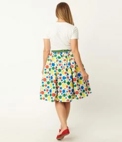 Hasbro Gaming X Unique Vintage Twister Polka Dot Print Swing Skirt Fan Flair