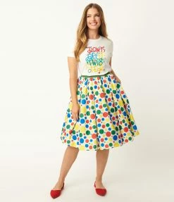 Hasbro Gaming X Unique Vintage Twister Polka Dot Print Swing Skirt Fan Flair