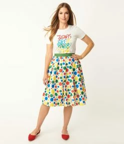Hasbro Gaming X Unique Vintage Twister Polka Dot Print Swing Skirt Fan Flair