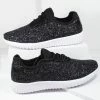 Rad Fashion Flats Black Chunky Glitter Sneakers