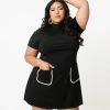 Clothing Smak Parlour Plus Size Black Mock Turtleneck Wave Maker Dress