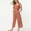 Factory X (Princess Highway) Lilac & Orange Prairie Check Jumpsuit