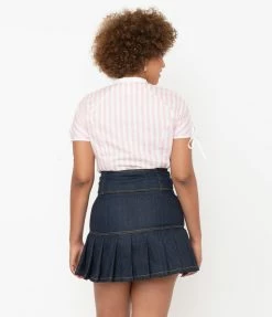 Unique Vintage Light Pink & White Stripe Chita Blouse New Arrivals!