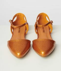 Unique Vintage Orange Glitter Libby Flats