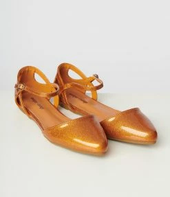 Unique Vintage Orange Glitter Libby Flats