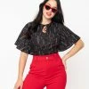 Sale Unique Vintage Black & Red Heart Cecilia Blouse