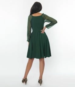SHEEN Clothing Ltd Green Dior Swing Dress