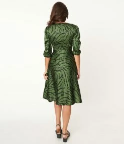 SHEEN Clothing Ltd Green Zebra Print Kira Swing Dress