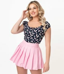 Sale Magnolia Place Navy & Rainbow Print May Top