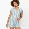 VERY J Sale Retro Style Light Denim Striped Romper