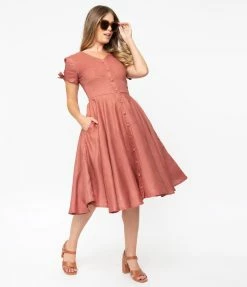 Magnolia Place Brick Red Swing Dress Sale