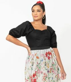 Sale Magnolia Place Black Ruched Top