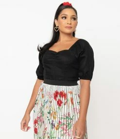 Sale Magnolia Place Black Ruched Top