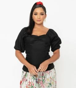 Sale Magnolia Place Black Ruched Top