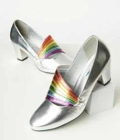 Shoes Collectif Silver & Rainbow Lara Heels