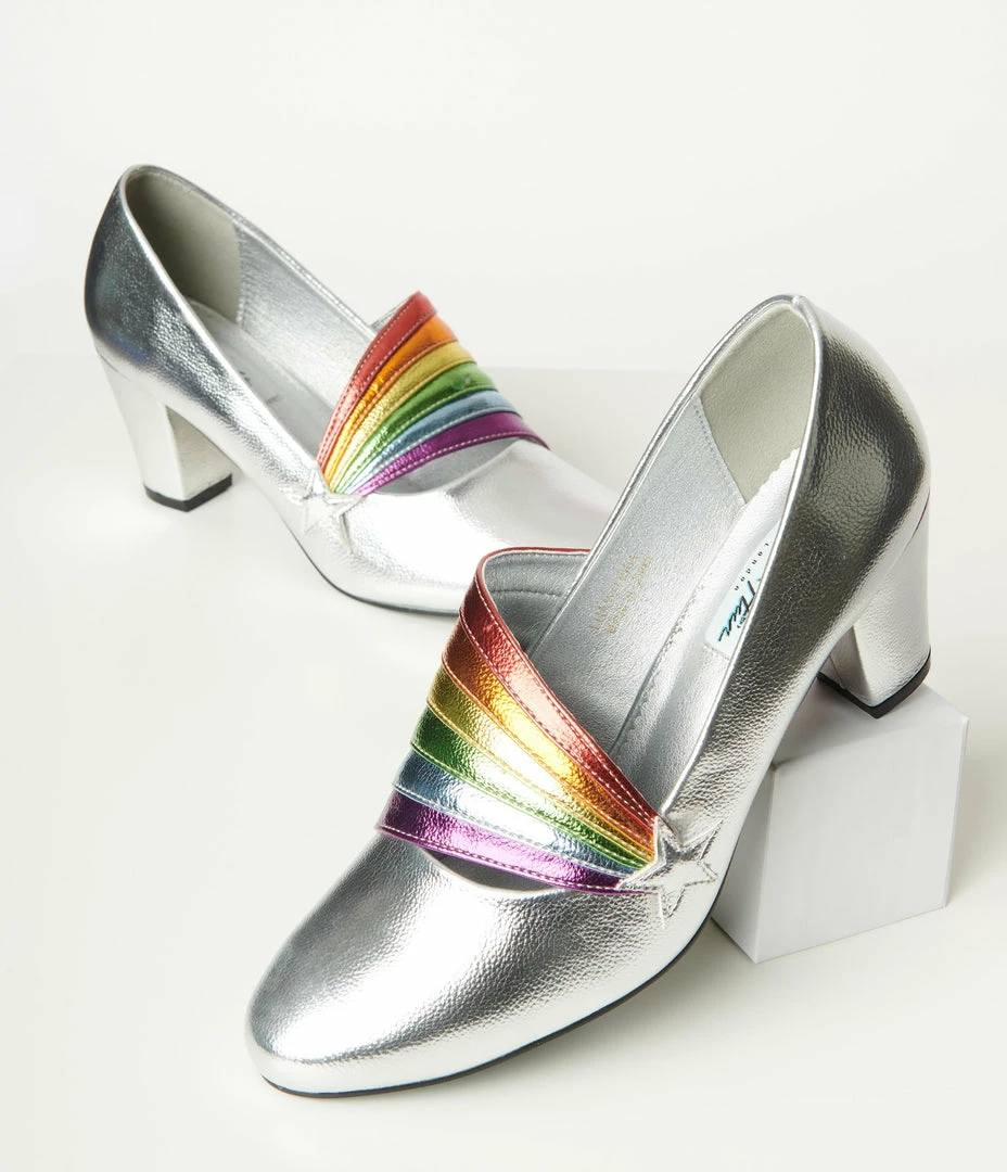 Shoes Collectif Silver & Rainbow Lara Heels