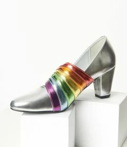 Shoes Collectif Silver & Rainbow Lara Heels