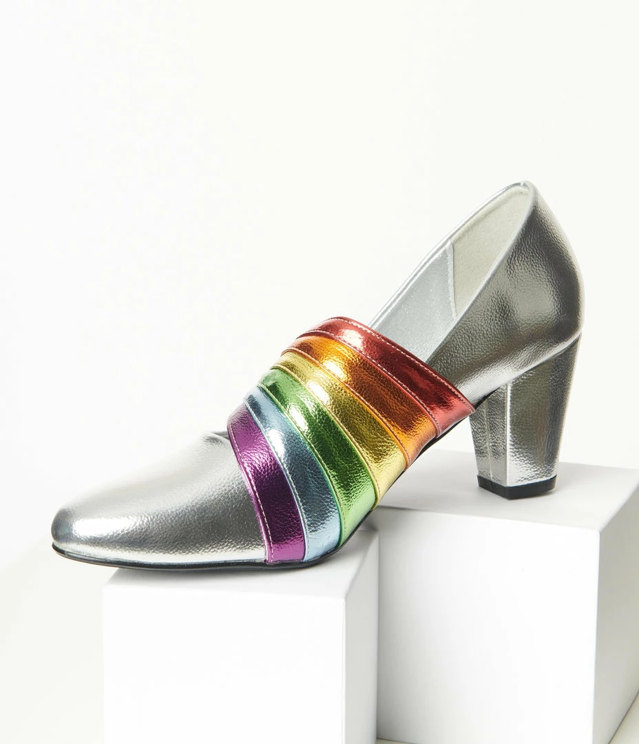 Shoes Collectif Silver & Rainbow Lara Heels