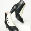 Collectif Black & Cream Spats Erice Booties Shoes