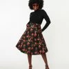 Collectif Black & Red Deathly Apples Cassie Swing Skirt Sale