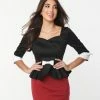 Collectif Black Peplum Quinn Top Sale