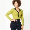 Collectif Green Eyelet Lorelei Knit Top