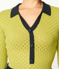 Collectif Green Eyelet Lorelei Knit Top