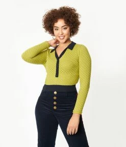 Collectif Green Eyelet Lorelei Knit Top