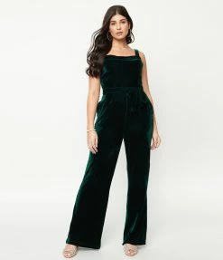 Sale Collectif Emerald Velvet Joan Jumpsuit