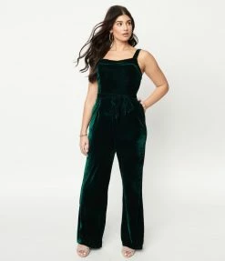 Sale Collectif Emerald Velvet Joan Jumpsuit