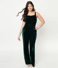 Sale Collectif Emerald Velvet Joan Jumpsuit
