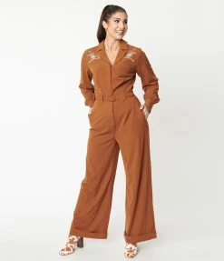 Collectif Brown Western Jumpsuit Sale